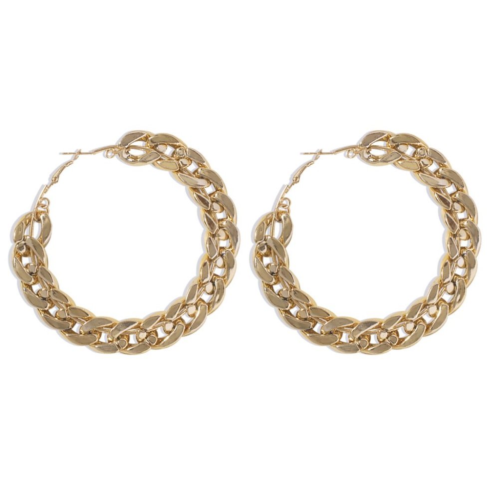 💕Last one Urban Chic Golden Chain Hoops Earrings - Picture 3 of 14